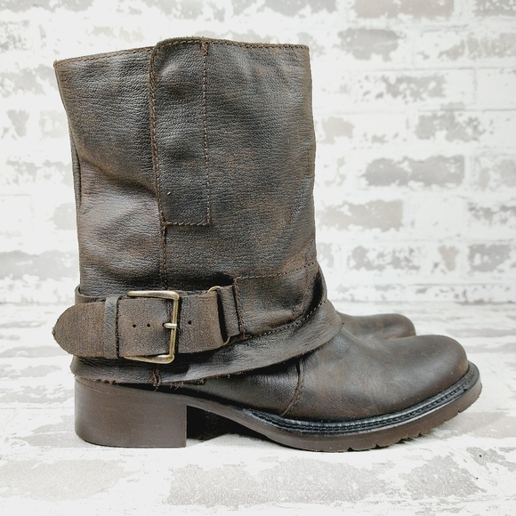 Adam tucker Ledger Brown Leather Block Heel Zip Up Ankle Boots K710 - Picture 5 of 11